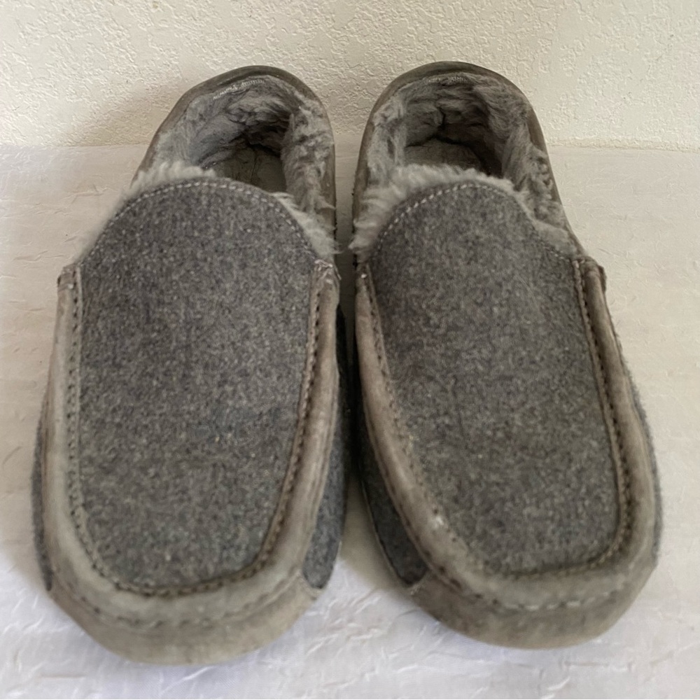 UGG Ascot Slippers Grey Wool & Loafer Slip-on House Shoes 3233 Women's Sz 7